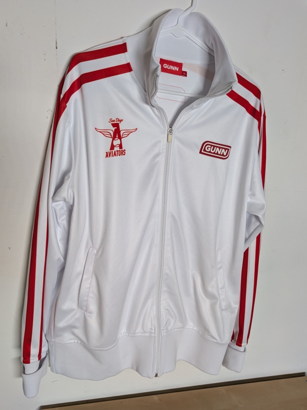 San Diego Aviators Tennis Track Jacket White Red Full Zip Gunn Mens Sz XL RARE!